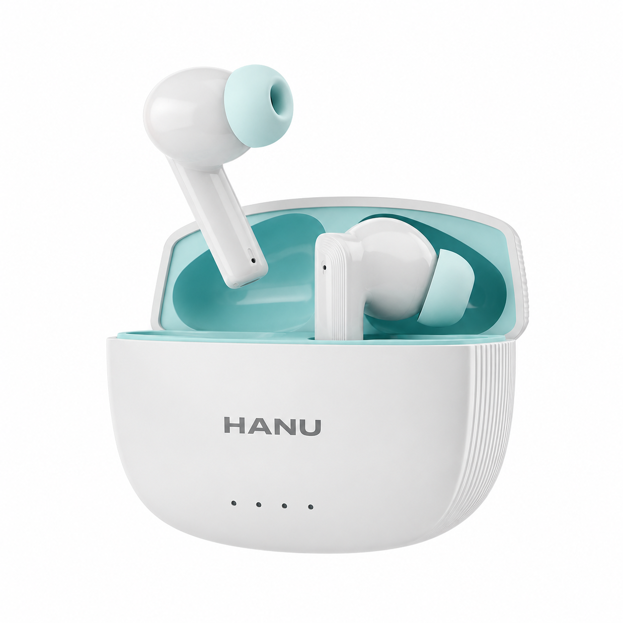 HANU Pro Buds White with 13mm Titanium Driver, Deep Bass, 43 Hours Playtime, Sweat Resistant, Fast Charging, Touch Control & Voice Assistant Support