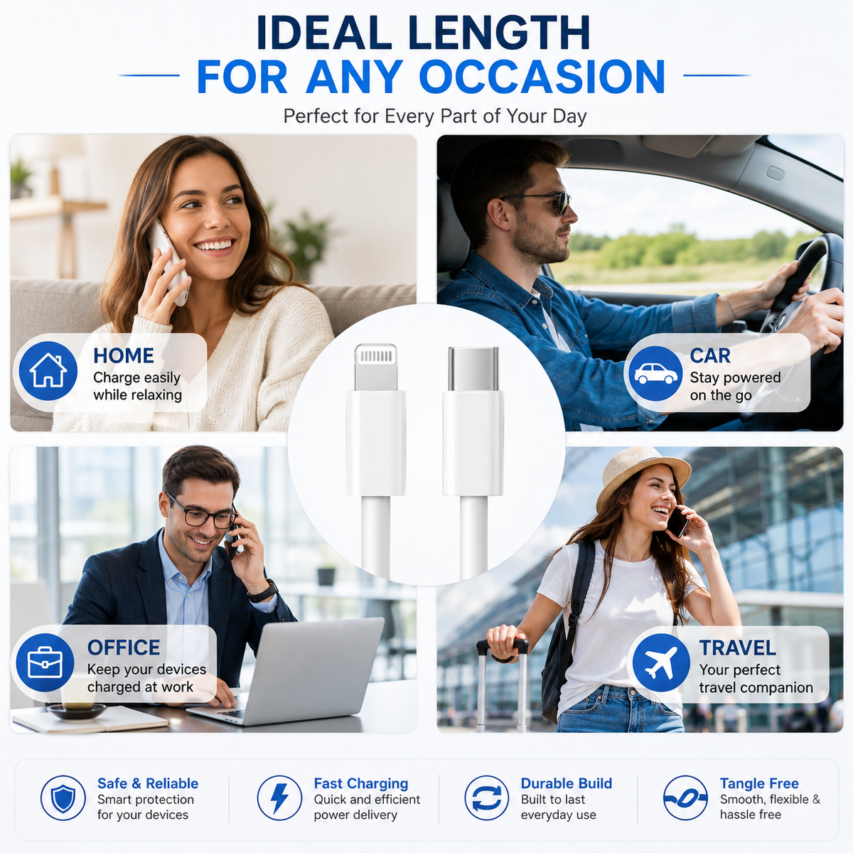 HANU Type C to Lightning (1M) Fast Charging Cable