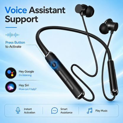 HANU Vibe Pro Wireless Neckband Earphones with 45 Hours Playtime, 10 Min Charge = 8 Hours Playback, Voice Assistant Support, Magnetic Earbuds, Deep Bass & Comfortable Fit